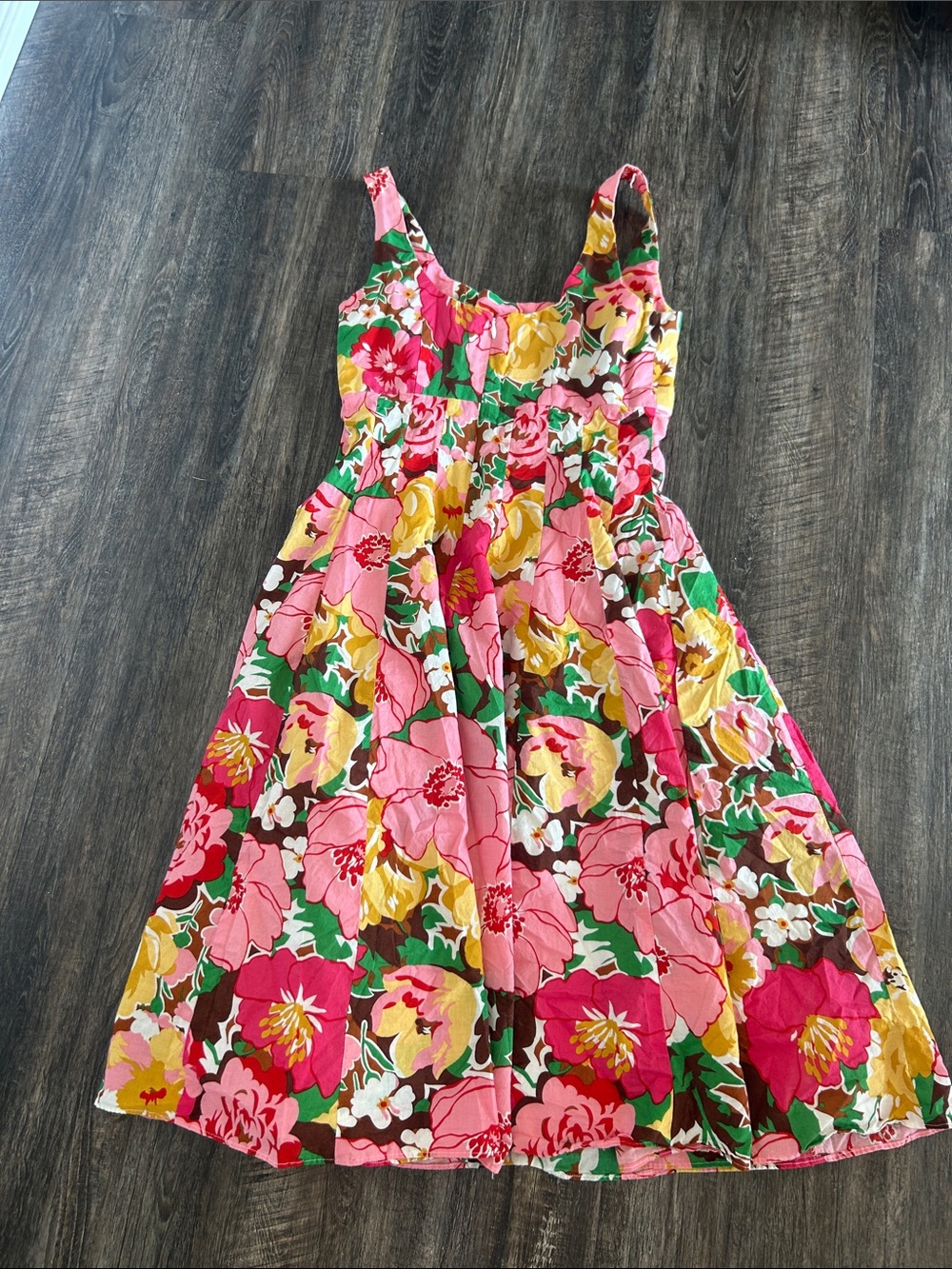 Talbots Bright Floral Cotton Sundress in Pink, Green & Yellow - Picture 3 of 4